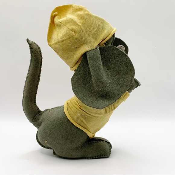 Antique stuffed animal large ears mouse with sock clothing heavy felt hand made - Picture 5 of 13